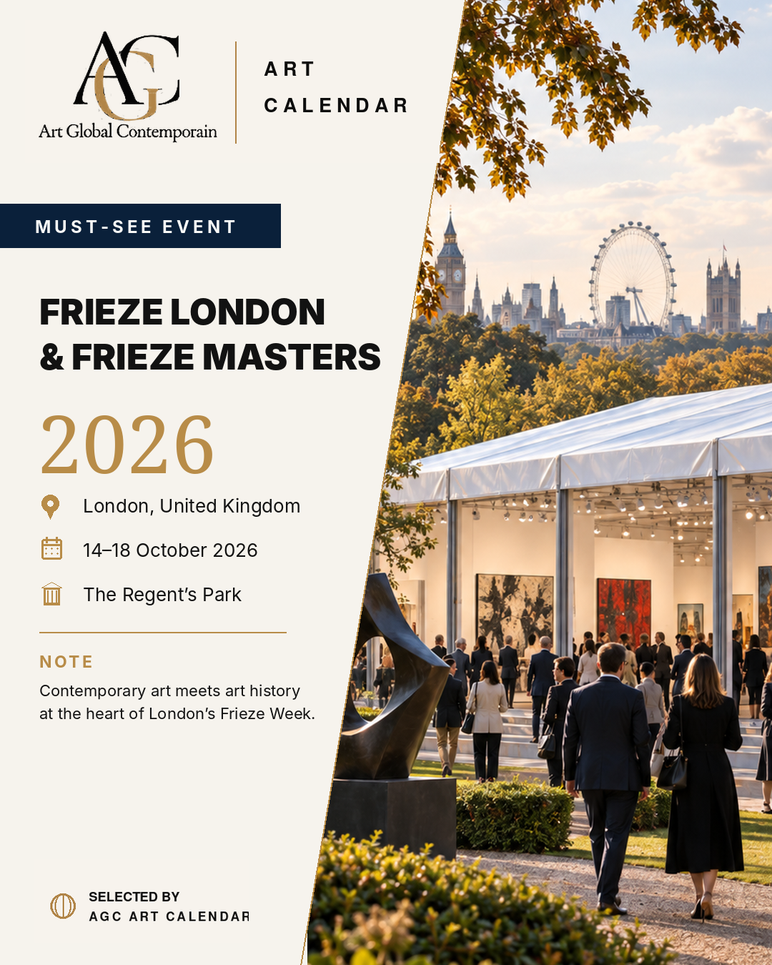 Frieze London 2026 — AGC Art Calendar October 2026